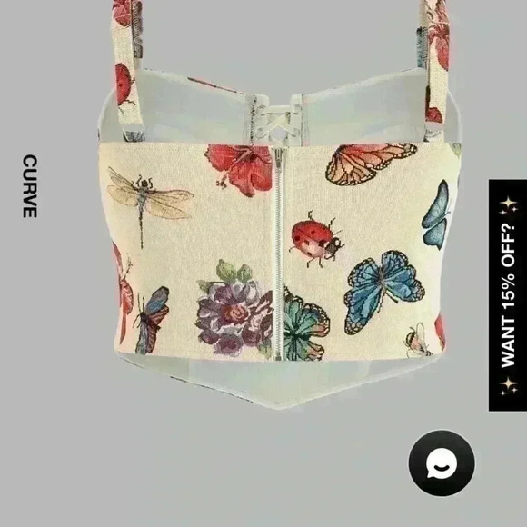 Cider Tan, Butterfly and Floral Corset Crop Top - Picture 9 of 9